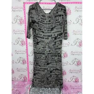 NUMOCO dress Gray Text-Print Scoop Neck Midi Dress